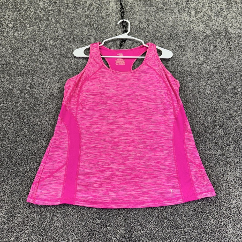 Danskin Now Tank Top Womens 2XL Pink Space Dye Fitted Racerback Athletic Gym